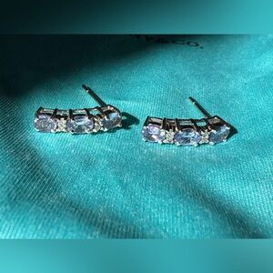 14K White Gold Tanzanite Diamond 0.04ct Earrings